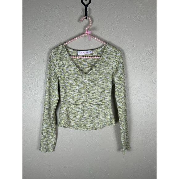 Lisa Says Gah Tops - Lisa Says Gah Top Size Small Long Sleeve V-Neck Green Gray Y2K Shirt Made in USA